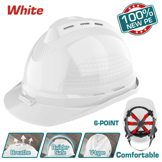 CASCO DE SEGURIDAD 100% NEW PE 6 PUNTOS CONFORTABLE 380G BLANCO INDUSTRI