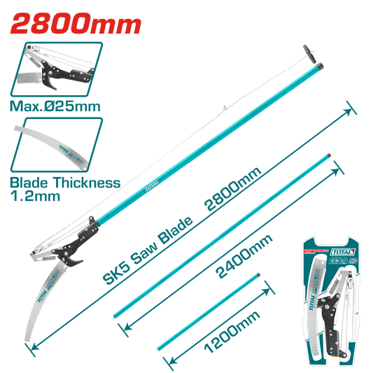 SIERRA DE MANGO EXTENDIBLE 2800MM HOJA:1.2MM SK5 TRIPLE DIENTE INDUST