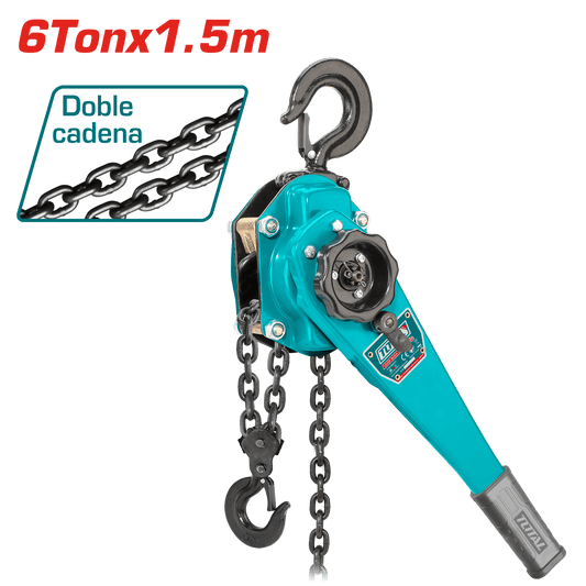 TECLE CON RATCHET 6.00 TON 1.5M FUERZA 320N 2 CADENAS
