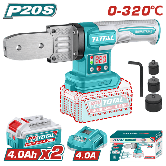 TERMOFUSORA 20V DIA: 20/25/32MM 320ºC INDUSTRIAL 2X4.0AH