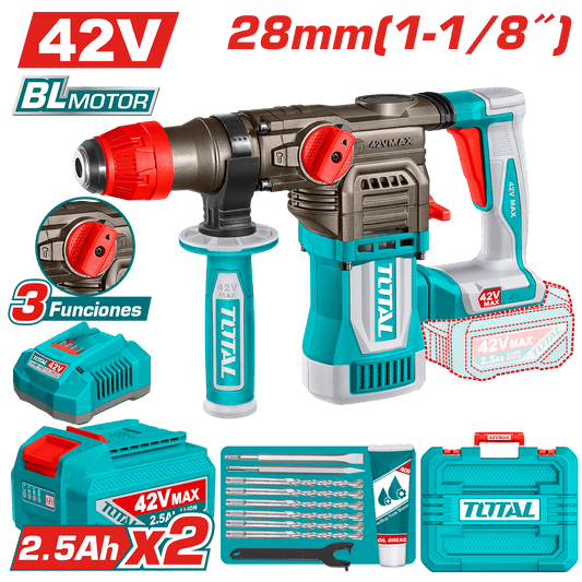 ROTOMARTILLO SDS+ 42V 28MM 4.5J 0-4400BPM BRUSHLESS 2X2.5AH +ACC MAL