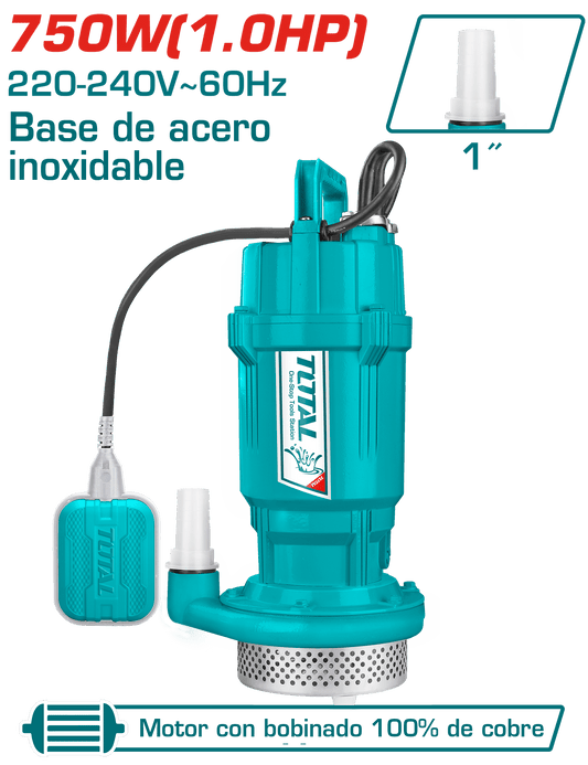 BOMBA SUMERGIBLE AC INOX 750W(1.0HP) H:32M C:7.5M3/H S:1''
