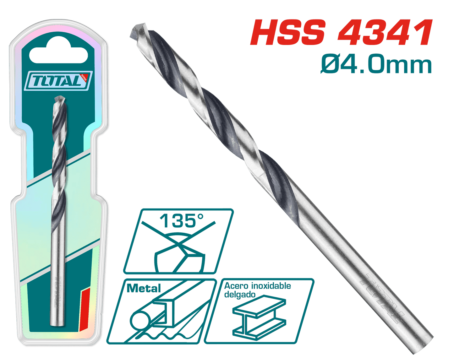 SET BROCA HSS 4341 D:4.0MM 135º 2PCS INDUSTRIAL