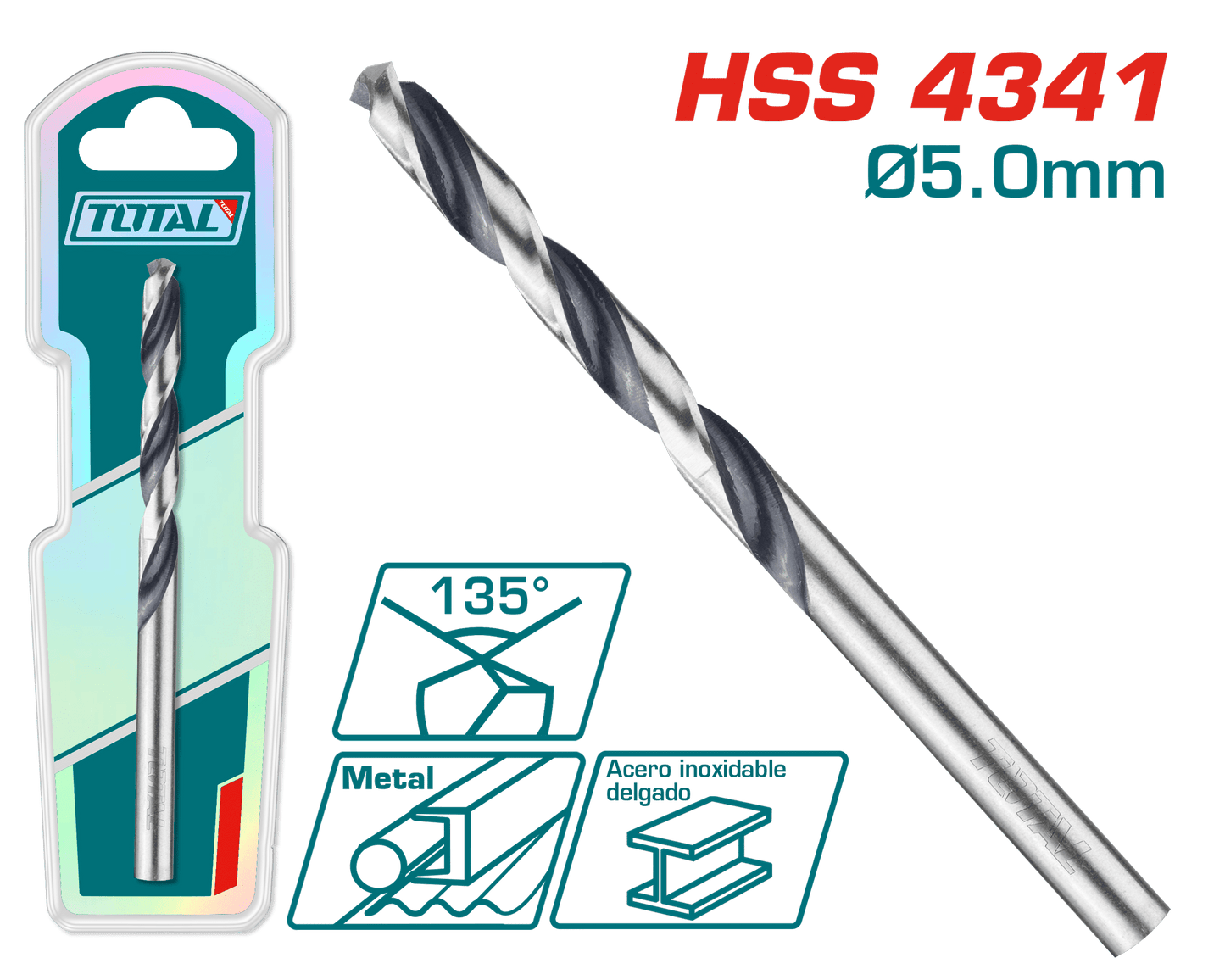 BROCA HSS 4341 D:5.0MM 135º INDUSTRIAL