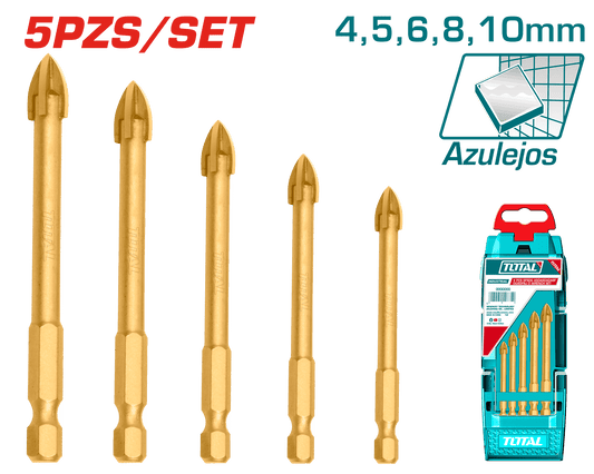 SET DE BROCAS P/VIDRIO 5PCS 4-10MM INDUSTRIAL