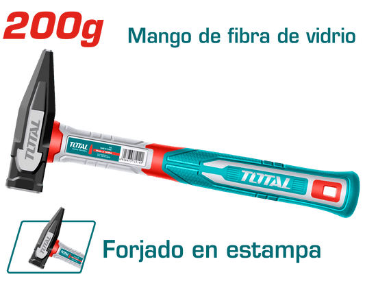 MARTILLO MECANICO 200G ACERO AL CARBON 45 + MANGO FIBRA DE VIDRIO