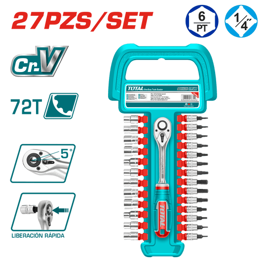 SET RACHET 1/4 + SOCKET 50BV30 27PCS INDUSTRIAL