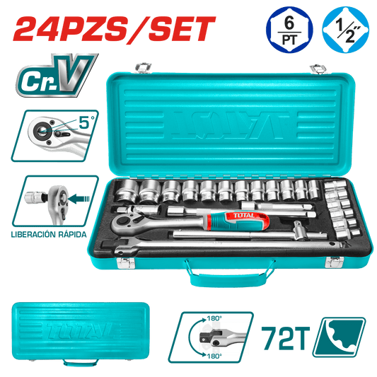 RACHET 1/2 + SOCKET 50BV30 24PCS MALETIN INDUSTRIAL