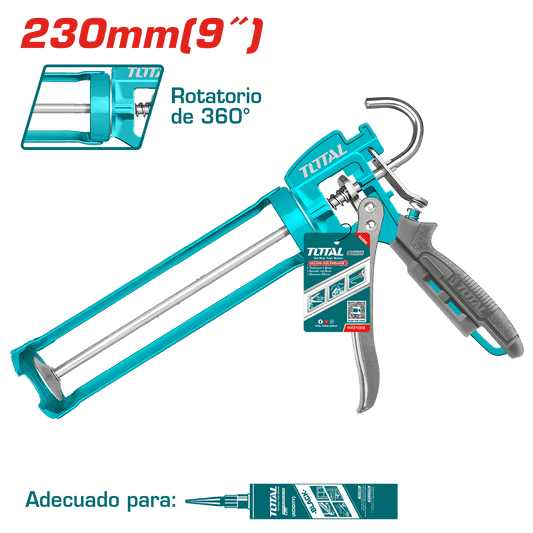 PISTOLA CALAFATEO 230MM(9PULG) D:55MM MANGO ALUMINIO DOBLE EMPUJE