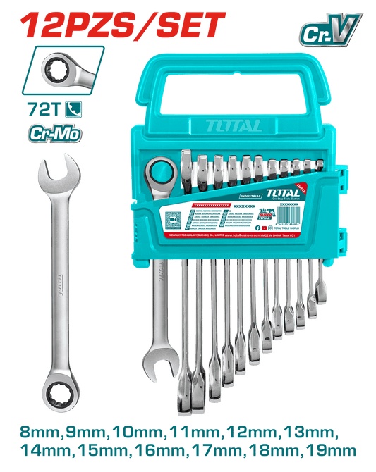 SET LLAVES COMBINACION 12PCS CR-MO 8-19MM 72T INDUSTRIAL