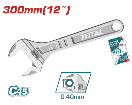 LLAVE AJUSTABLE 300MM 12'' C45 0-40MM