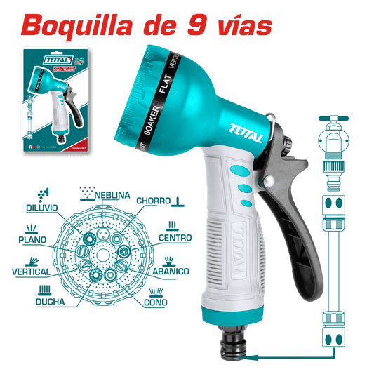 PISTOLA DE AGUA 9 PATRONES TPR AGARRE SUAVE