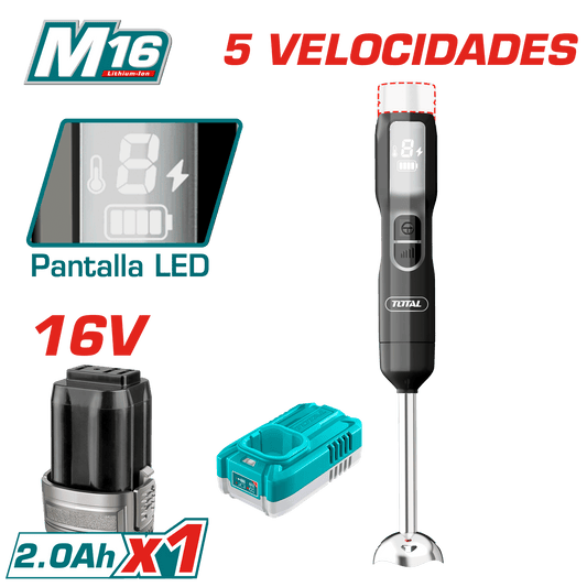 BATIDORA DE INMERSION 16V DISPLAY LED 1X2.0AH