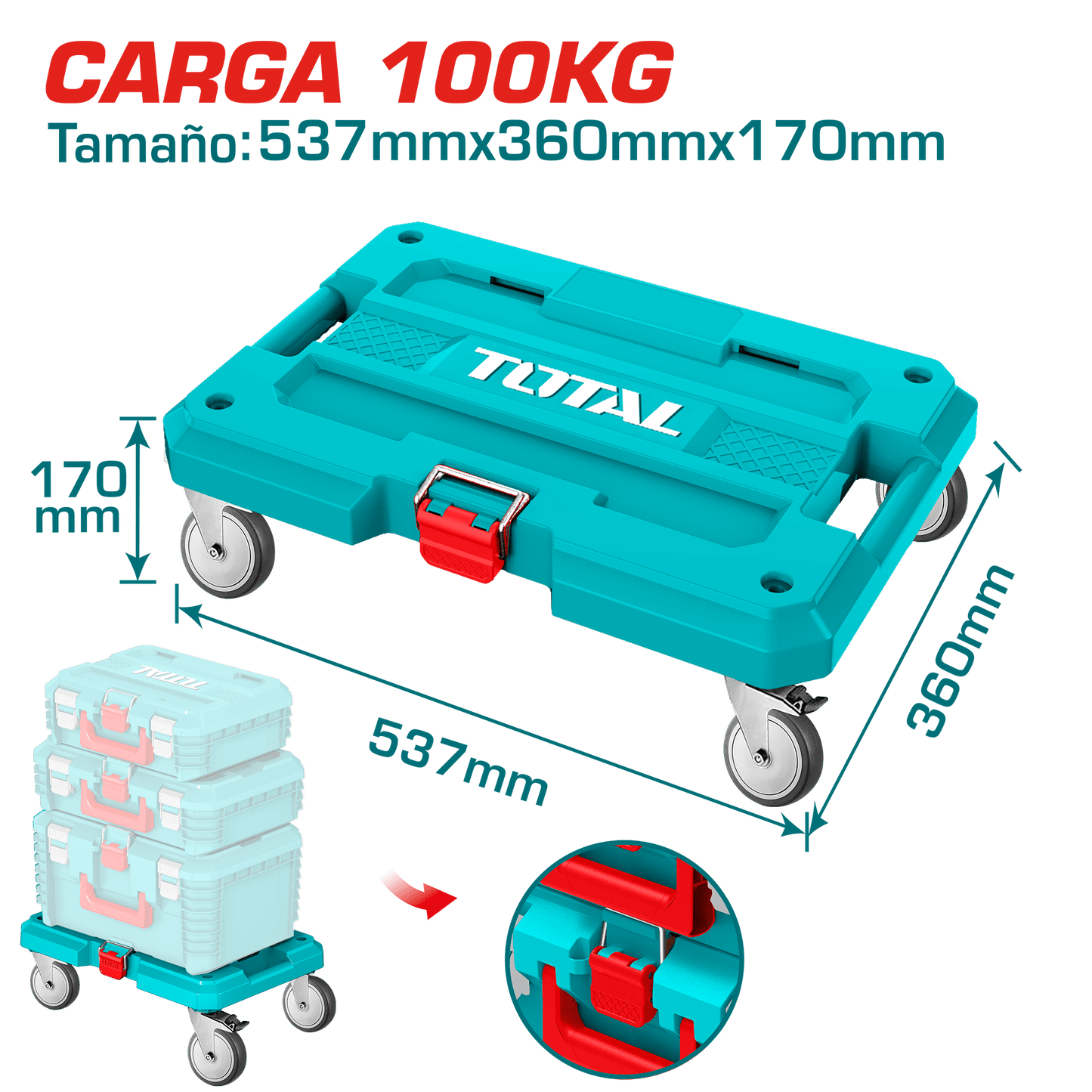 BASE CON RUEDAS PARA CAJA HERRAMIENTAS APILABLE CAP: 100KG 537X360X17