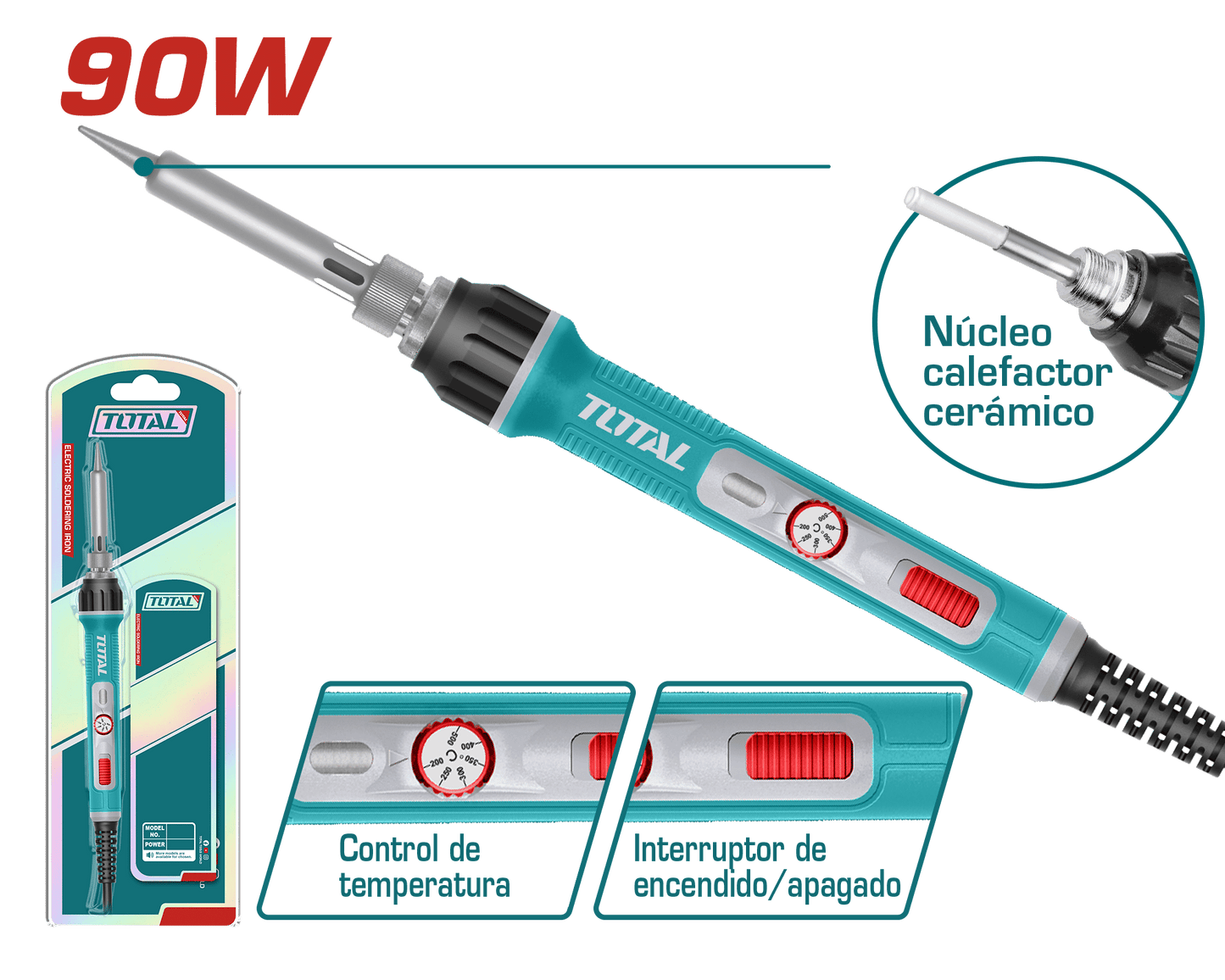 CAUTIN ELECTRICO 90W PRE:1-2MIN NUCLEO CERAMICO INC CONTROL TEMP