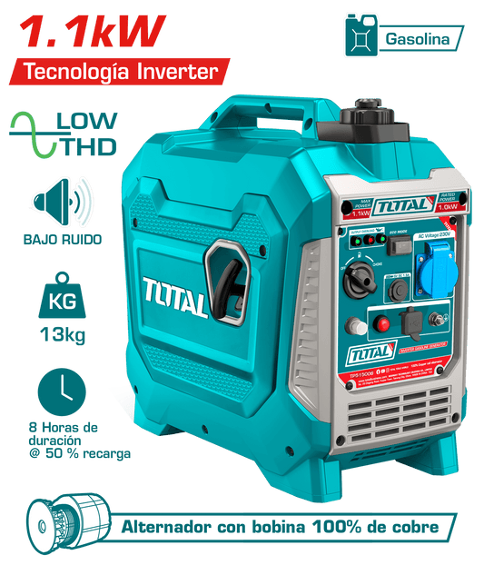 GENERADOR INVERTER 1.1KW GASOLINERO 4.3A TANQUE:3L MOTOR 56CC INDUSTR