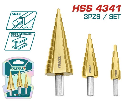 SET BROCAS ESCALONADAS 3PCS HSS4341 INDUSTRIAL