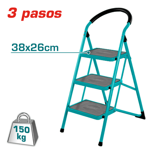 ESCALERA DE ACERO 3 PASOS 150KG PLAT.SUP: 38X26CM