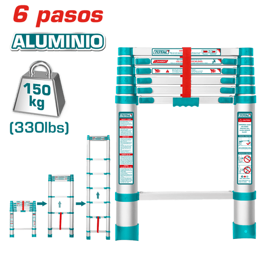 ESCALERA TELESCOPICA ALU 6 PASOS H:1980MM 150KG