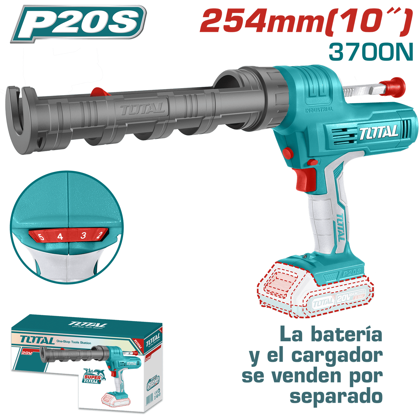 PISTOLA DE CALAFATEO 20V 3700N 10PULG V:0.5-4.4MM/S