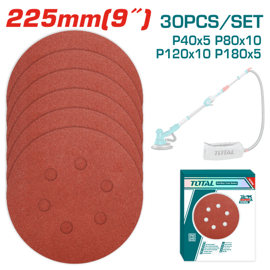 SET LIJAS CIRCULARES 225MM(9'') 30PCS P/LIJADORA DRYWALL