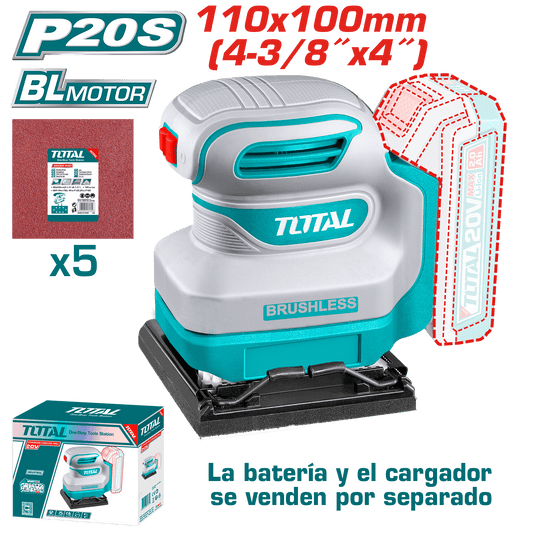 LIJADORA ORBITAL 20V BRUSHLESS 12000RPM 110X100MM + ACC INDUSTRIAL