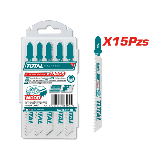 HOJAS PARA SIERRA CALADORA 15PCS PARA MADERA VELOCIDAD 8TPI HCS
