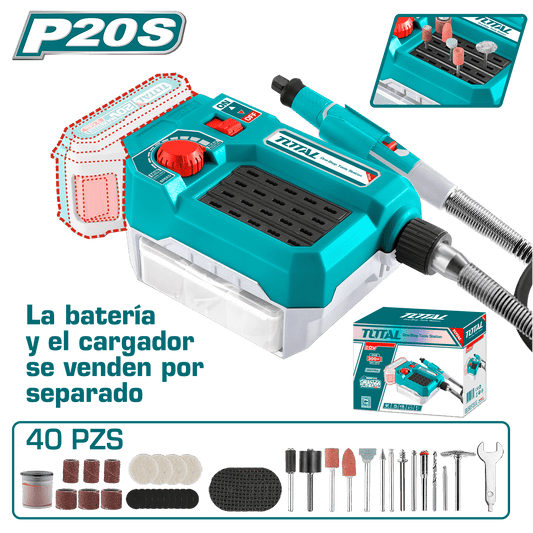 MINI AMOLADORA 20V 5000-33000RPM 3.2MM VARIABLE ACC:40PCS