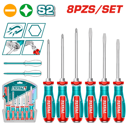 SET DESTORNILLADORES GOLPE S2 2XSL + 2XPH HEX MAG. INDUSTRIAL
