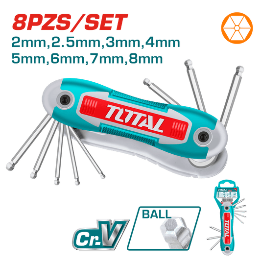 LLAVE ALLEN BOLSILLO 8 FUNCIONES 2-8MM CR-V PUNTA REDONDA