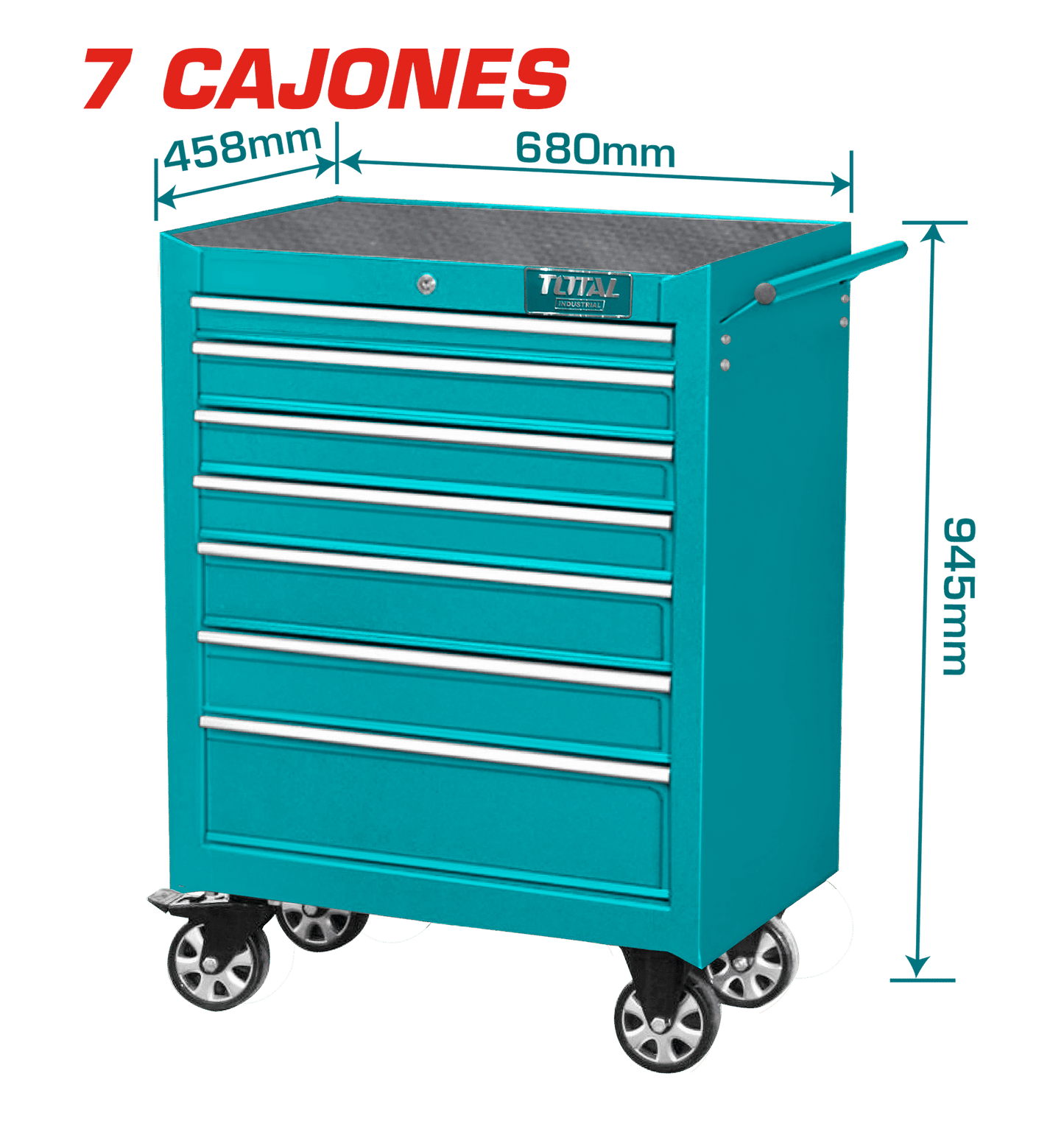 GABINETE PORTE HERRAMIENTAS 7 CAJONES 680X458X945MM C/RUEDAS INDUSTRI