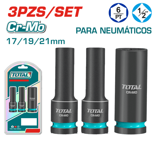 SET DADOS IMPACTO LARGOS 3PCS CR-MO 17/18/21 PARA LLANTA INDUSTRIAL