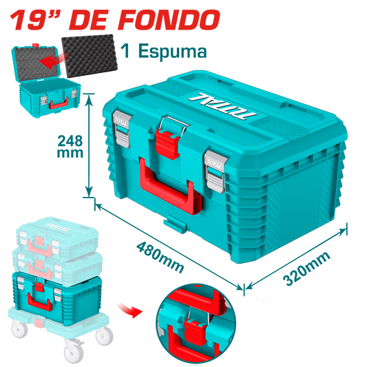 CAJA DE HERRAMIENTAS APILABLE 19'' PROFUNDO (480X320X248MM) PP 25KG