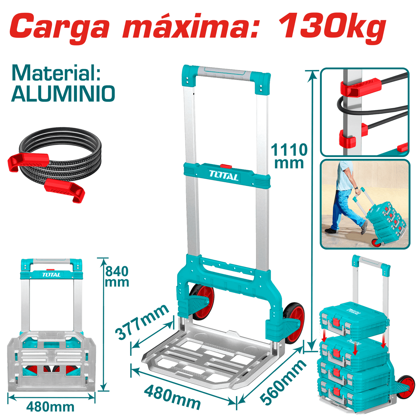 CARRETILLA PLEGABLE ALUMINIO MAX: 130KG IDEAL PARA CAJAS APILABLES IND