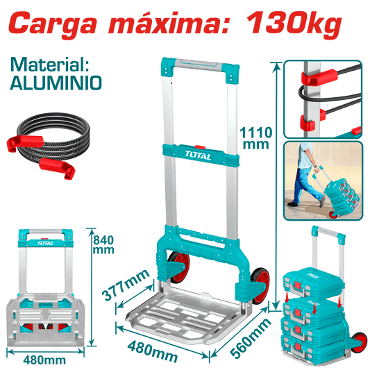 CARRETILLA PLEGABLE ALUMINIO MAX: 130KG IDEAL PARA CAJAS APILABLES IND