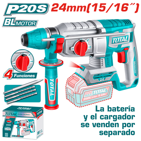 ROTOMARTILLO SDS+ 24MM 20V 2.4J 0-4900BPM BRUSHLESS 4FUNC INDUSTRIAL