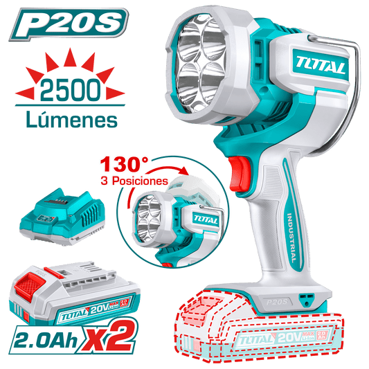 LINTERNA DE TRABAJO 20V 22.5W 25000LM LED 130G 2X2.0AH INDUSTRIAL