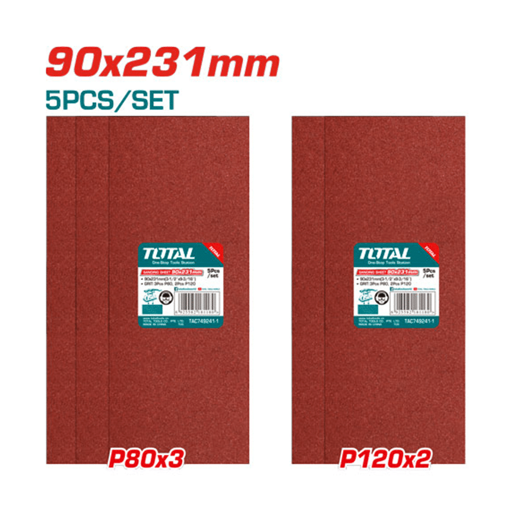 SET DE LIJAS 90X231MM 3XP80 2XP120 5PCS/SET