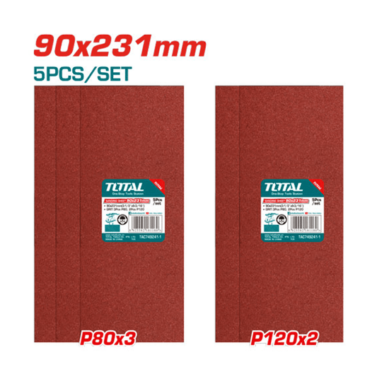 SET DE LIJAS 90X231MM 3XP80 2XP120 5PCS/SET