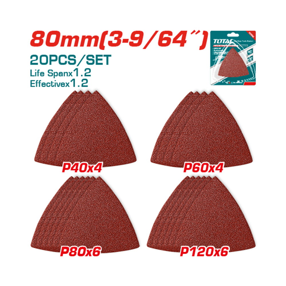 SET DE LIJAS DELTA 80MM (3-9/64'') 20PCS/SET