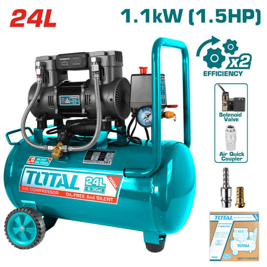 COMPRESORA OIL-FREE 24L 1.5HP 67DB 8BAR 3400RPM